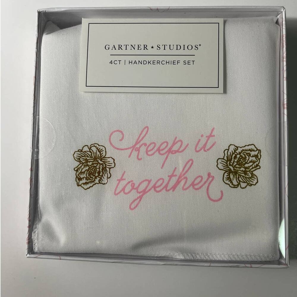 Gartner Studios Bridal Wedding Party Handkerchief 4ct Set Keep it together NEW